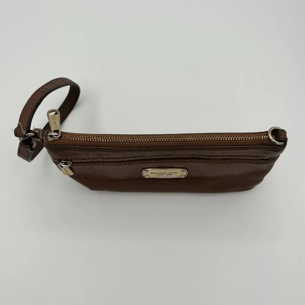 Michael Kors Jet Set Large Pebbled Leather Wristlet w/ Gold Tone Hardware